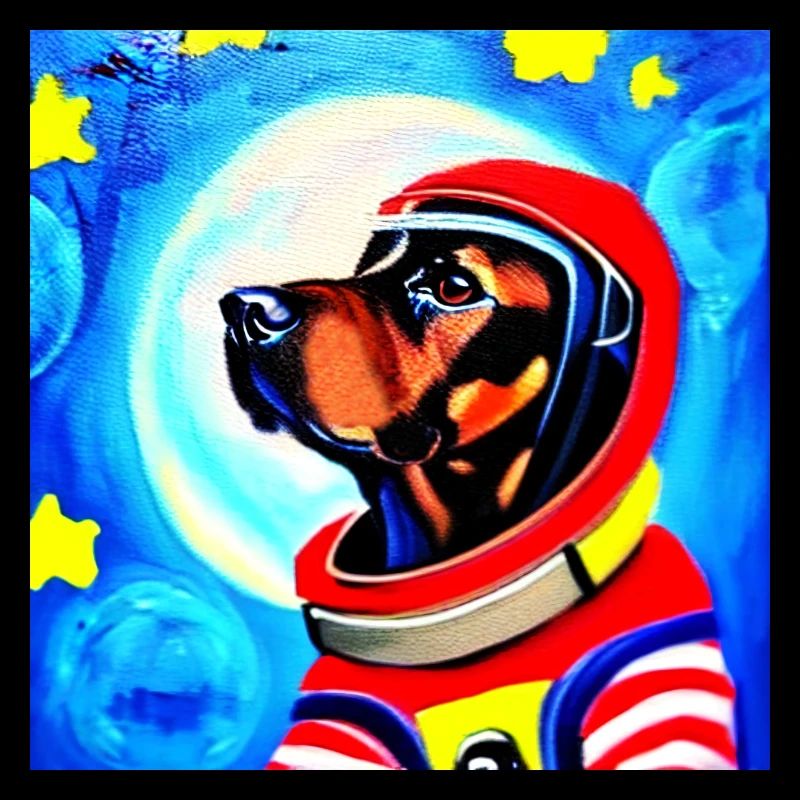 Roter Raumanzug Kosmohund