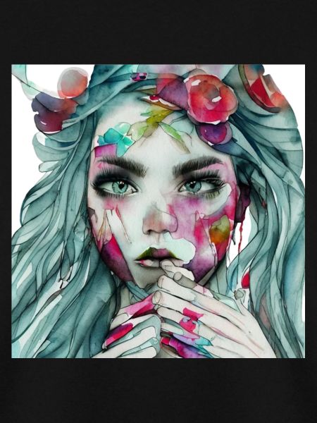 Aquarellgesicht mit Blütenkranz