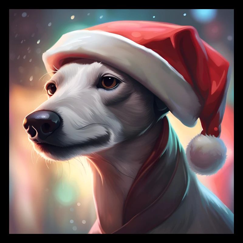 Whippet mit Weihnachtsmannmütze