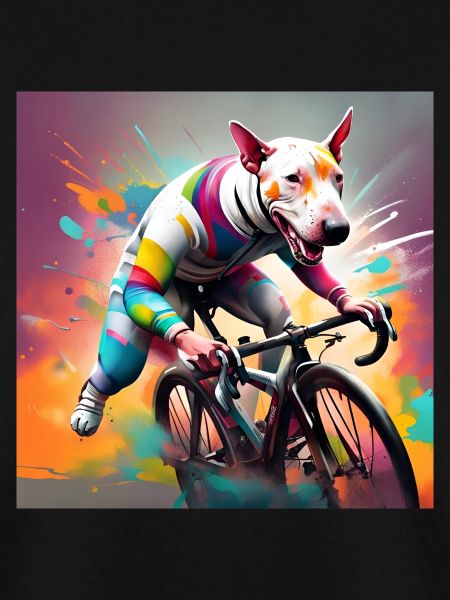 Englischer Bullterrier Rennradfahrer