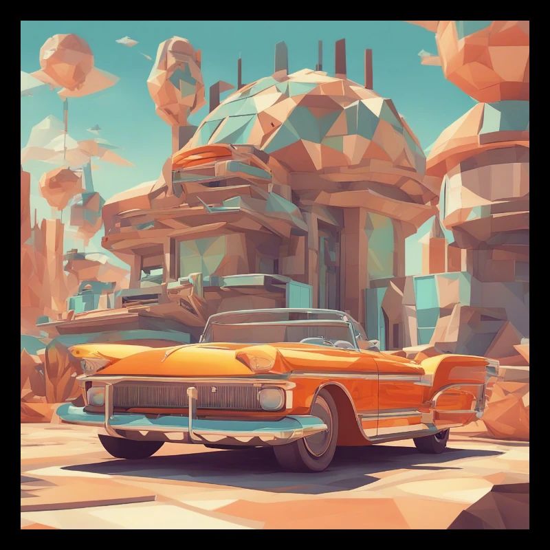 retro-futurismus,1950s, Lowpoly,artwork,scetch