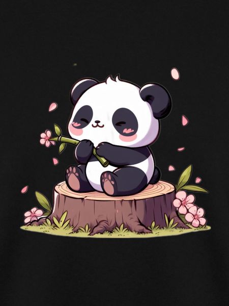 Panda on tree stump