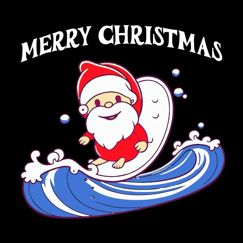 Joyeux Noël Père Noël sur la planche de surf
