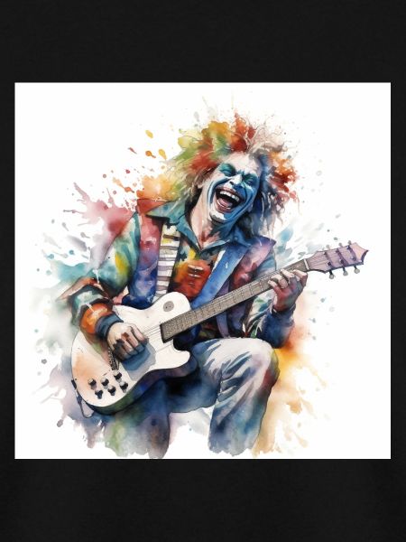 A clown plays guitar