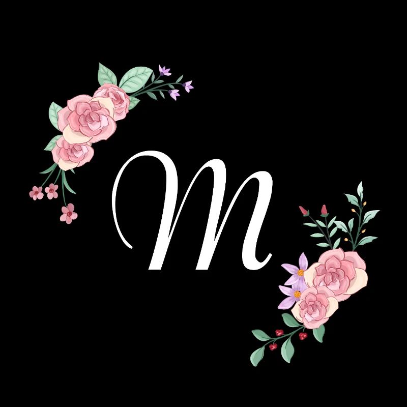Lettre m florale rose