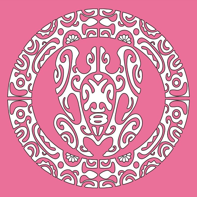 Maori Circle Turtle4 White