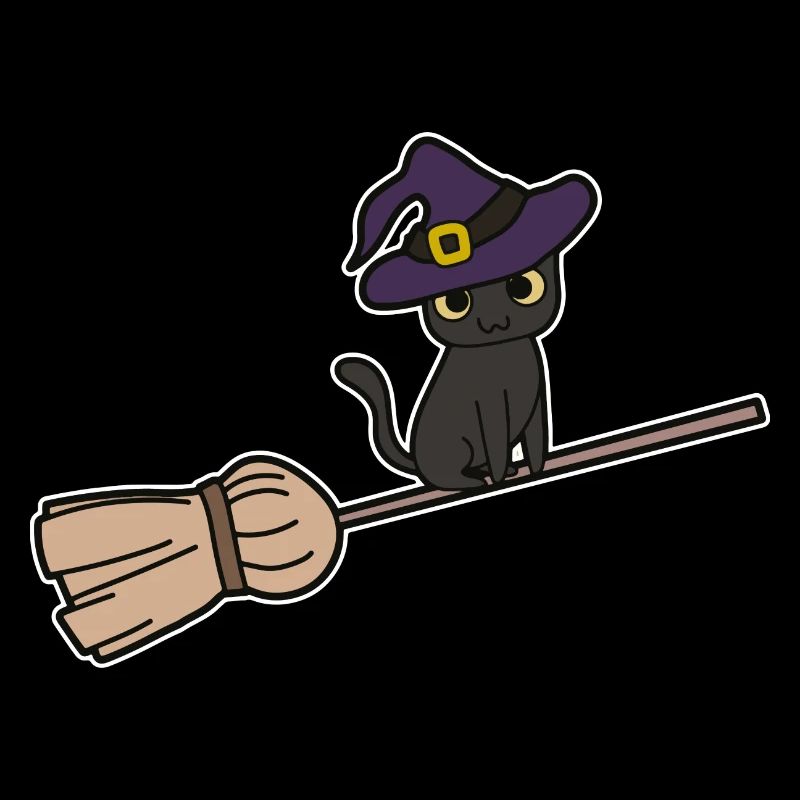 Chat Balai de sorcière