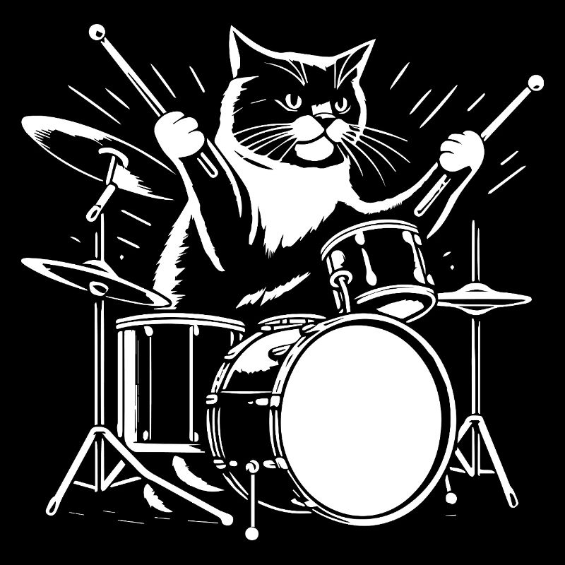 Cat spielt Schlagzeug