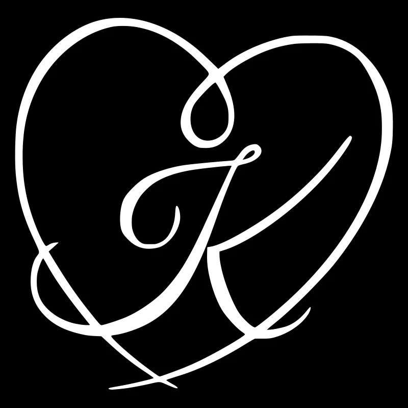 Letter K Calligraphy Heart