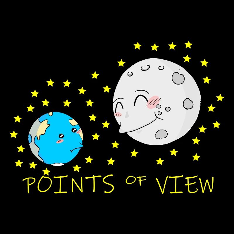 Conception mignonne de points de vue positifs de la lune et de la terre