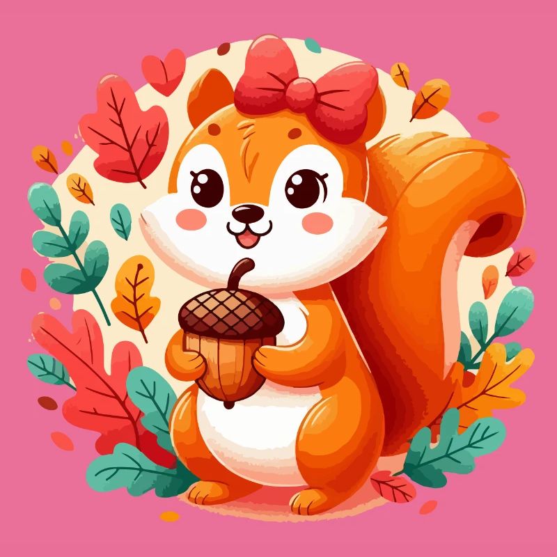 Süßes Eichhörnchen mit Eichel