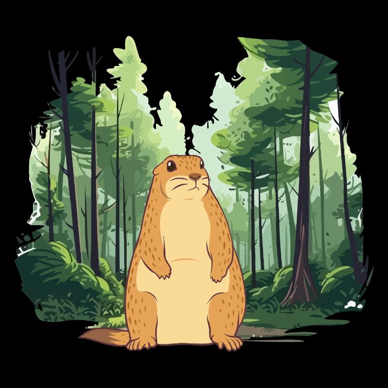 Strong groundhog nature landscape