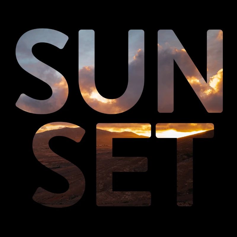 Lettrage sunset avec coucher de soleil