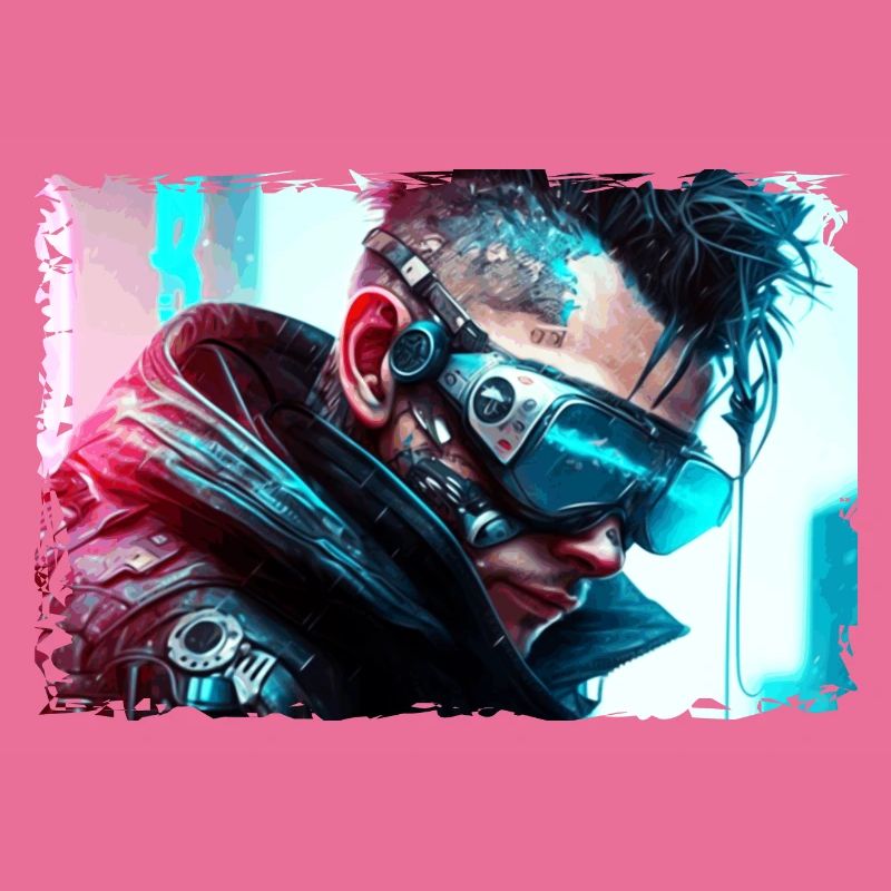 Cyber Soldat oder Punk in Neon Sci-Fi Manier