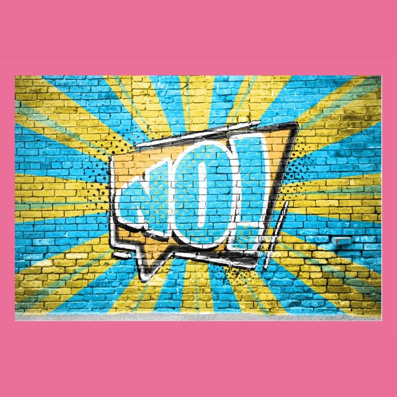 No! Comic Style Bubble Graffiti Lettering on Brick