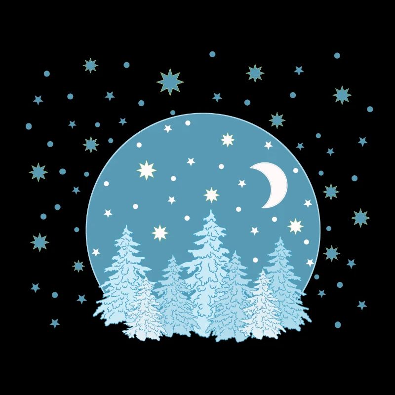 Winter forest with starry sky