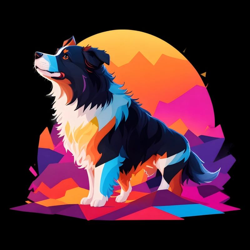 Verspielter Hund vor buntem Hintergrund