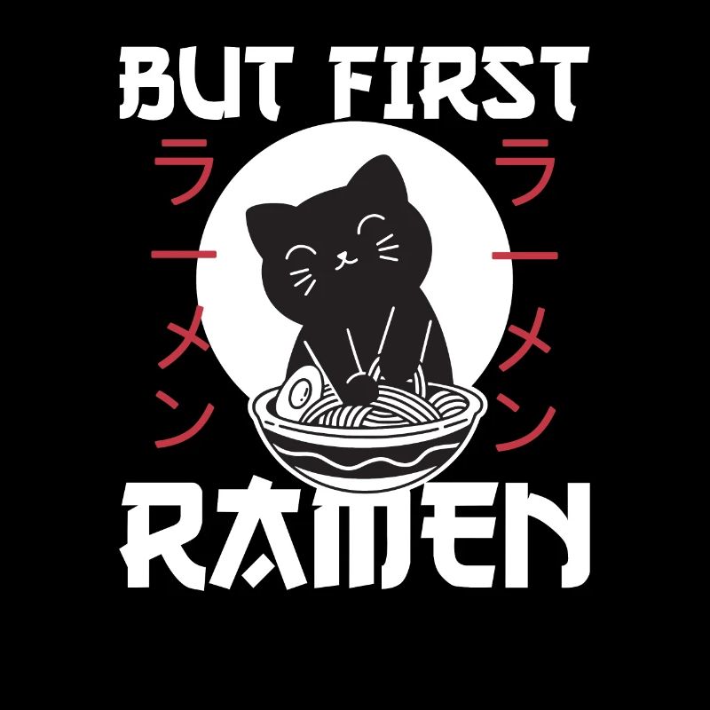 Mais le premier ramen mignon chat mange des ramen