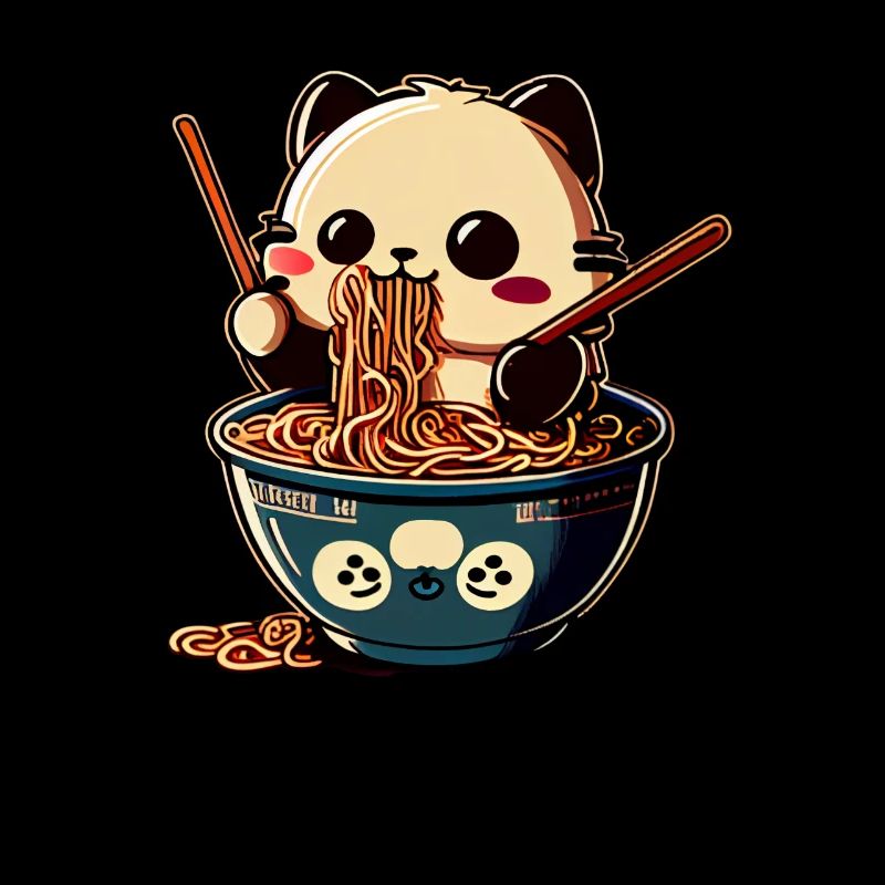 But first Ramen süße Katze isst Ramen