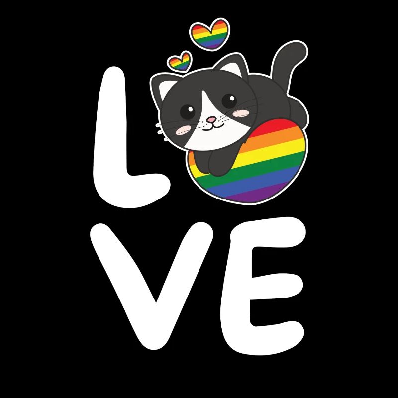 Regenbogen Flag Pride LGBTQ süßer Katze Love