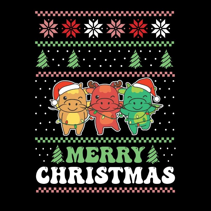 Joyeux Noël rétro moche dragon de Noël