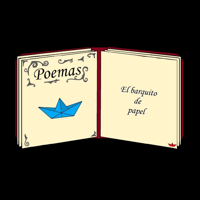 Aufgeschlagenes Buch mit Papierschiff