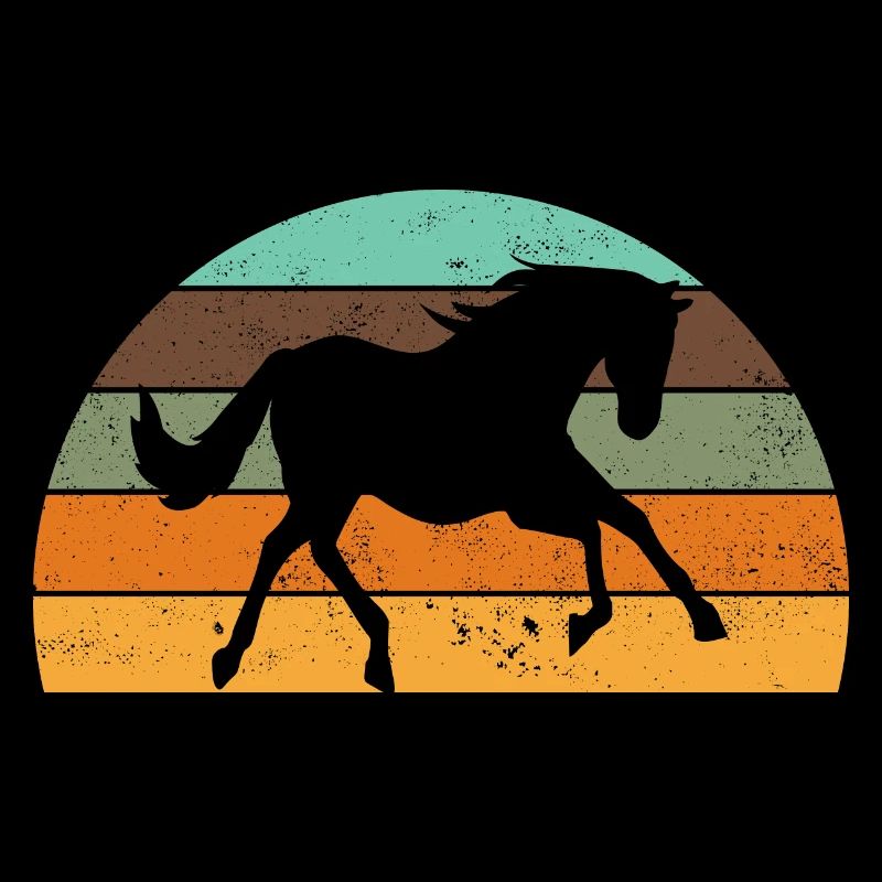 Cheval coucher de soleil rétro