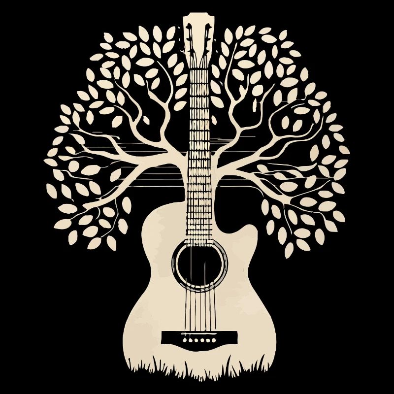 Acoustic Guitar Tree - Guitar Player Guitarist