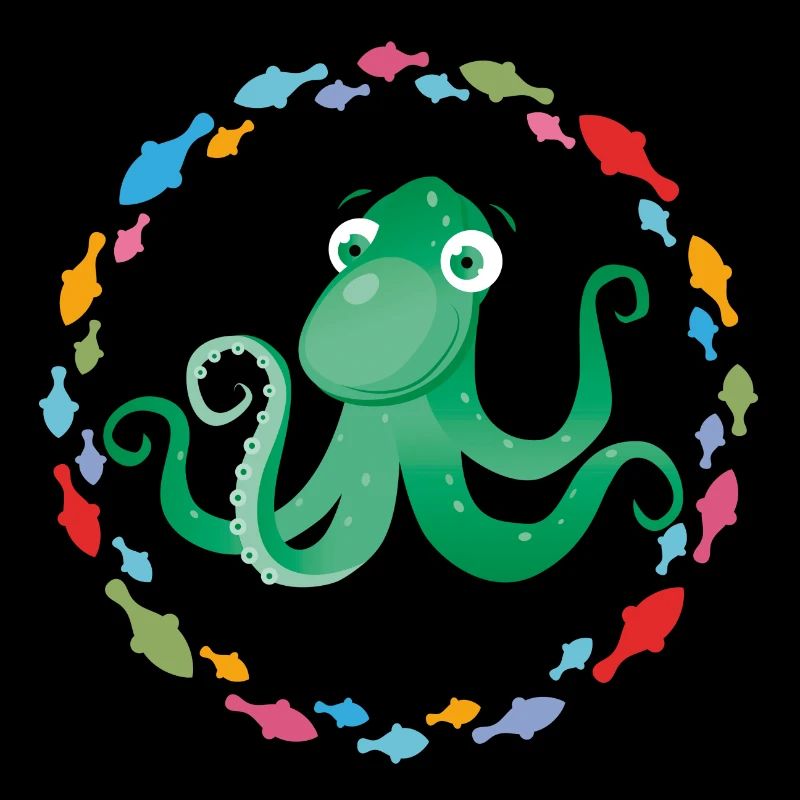 funny octopus in the colorful fish circle