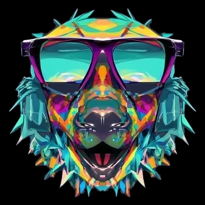 Mehrfarbiger Hund mit Sonnenbrille
