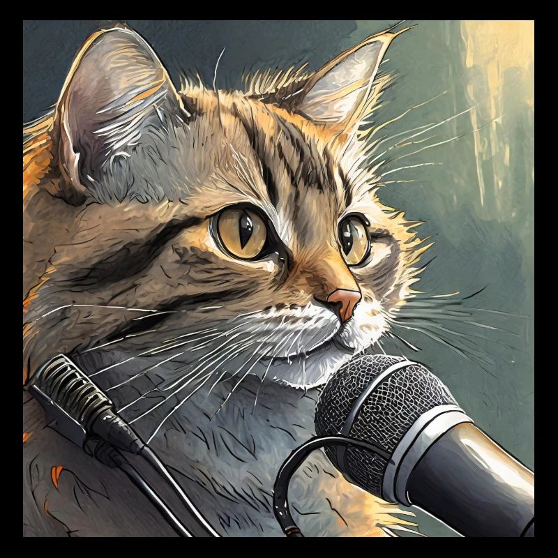 Katze mit Mikrofon