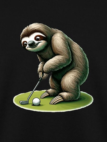 Lustiges Faultier beim Golfen