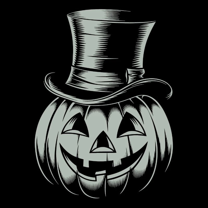 Halloween pumpkin with top hat line drawing
