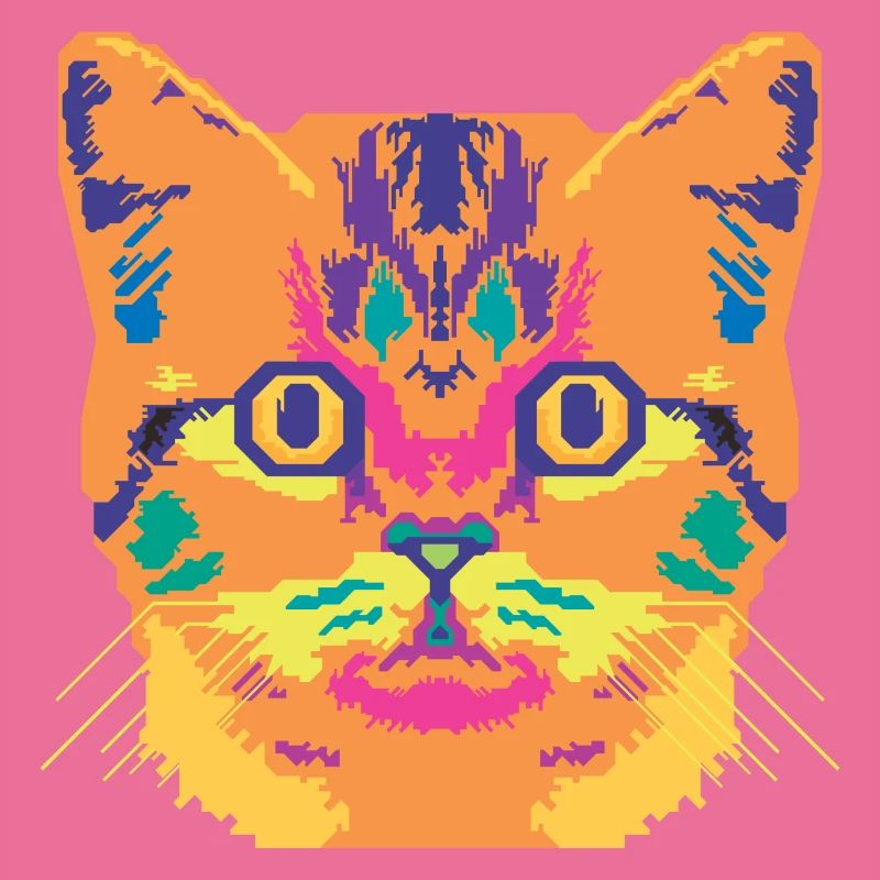 Funky Vector Psychedelic Cat