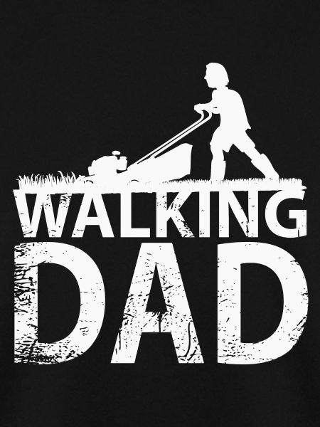 Walking dad cutting grass