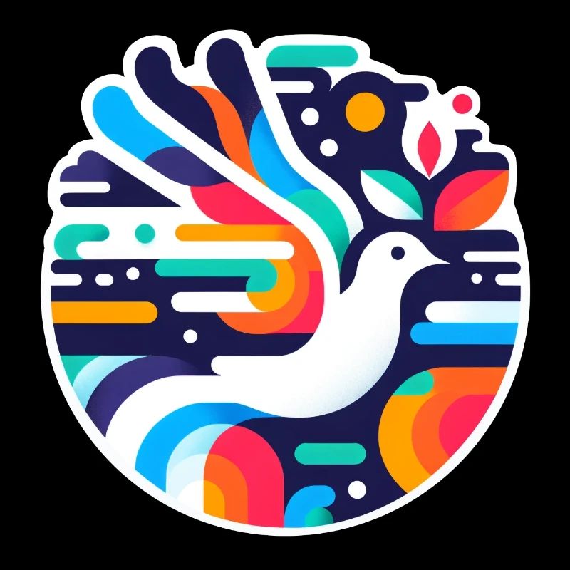Vibrant Peace Dove Emblem