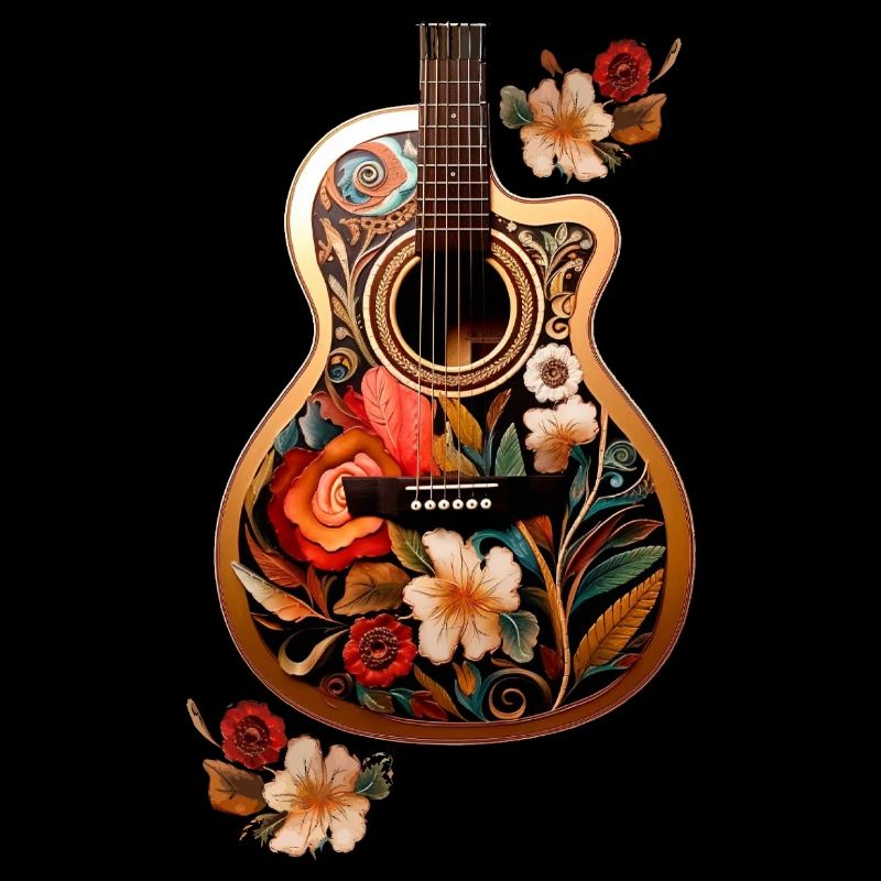 Schöne Gitarre mit Blumenmuster