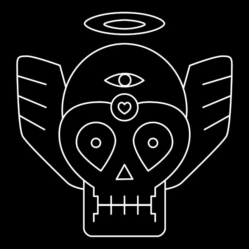 Skull angel wings open eye