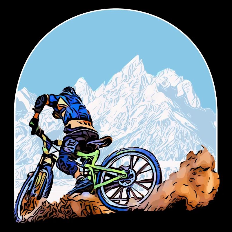 Cyclistes VTT devant une toile de fond de montagne (DDP)