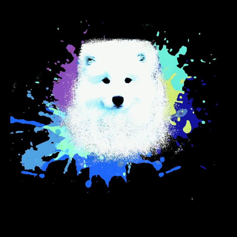 Samoyed, dog ,graffiti,painting wolf,pastel,colorful
