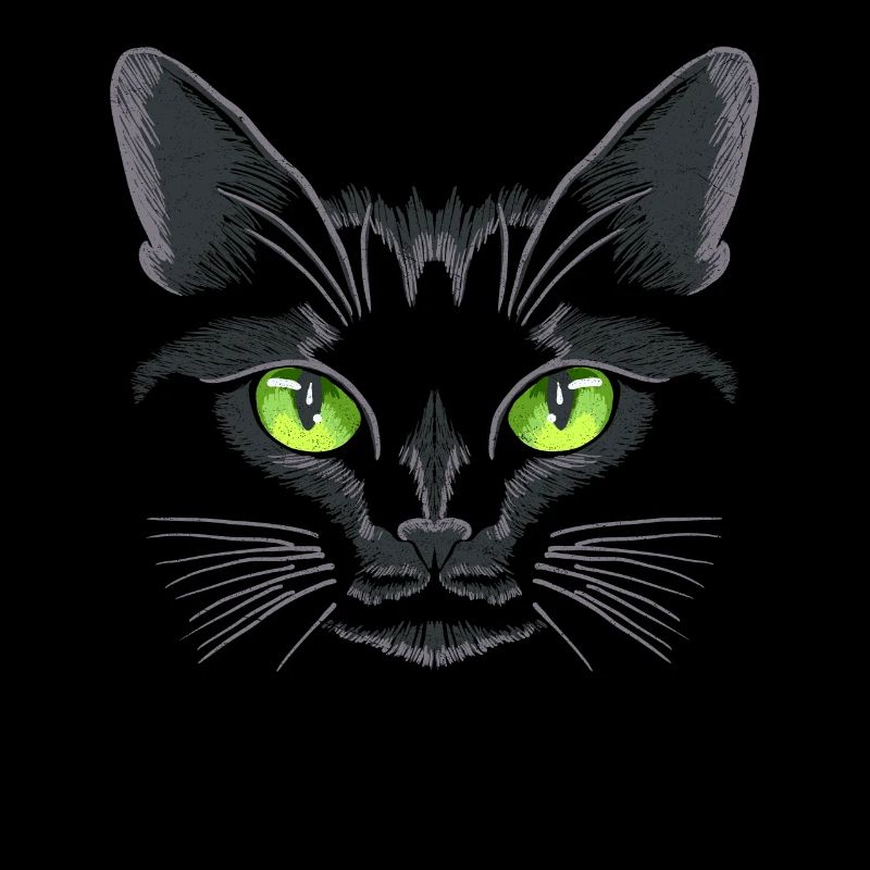 Schwarze Katze Grüne Augen