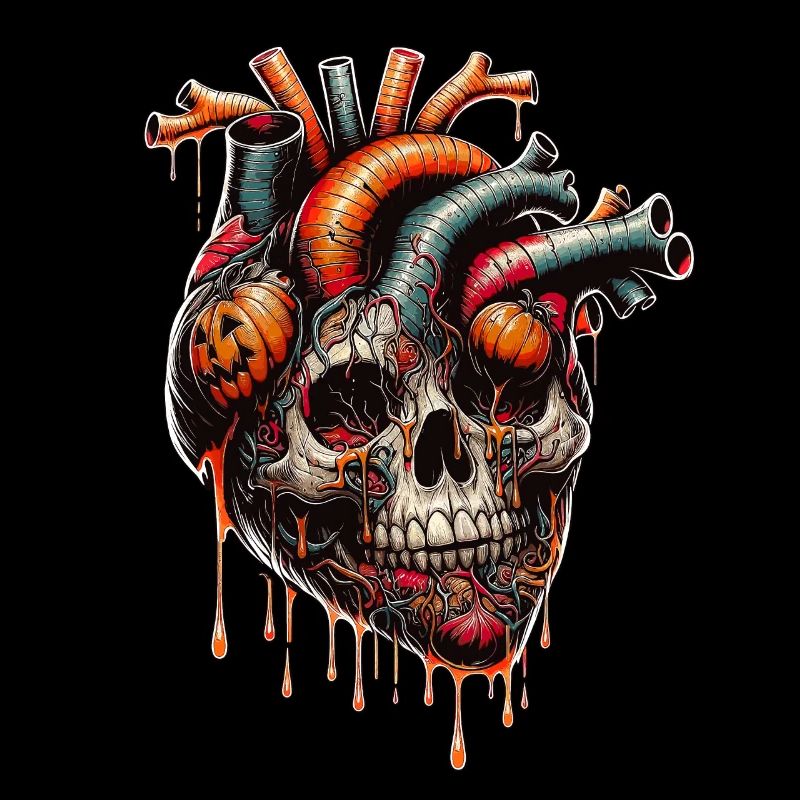 Anatomisches Herz Halloween Totenkopf