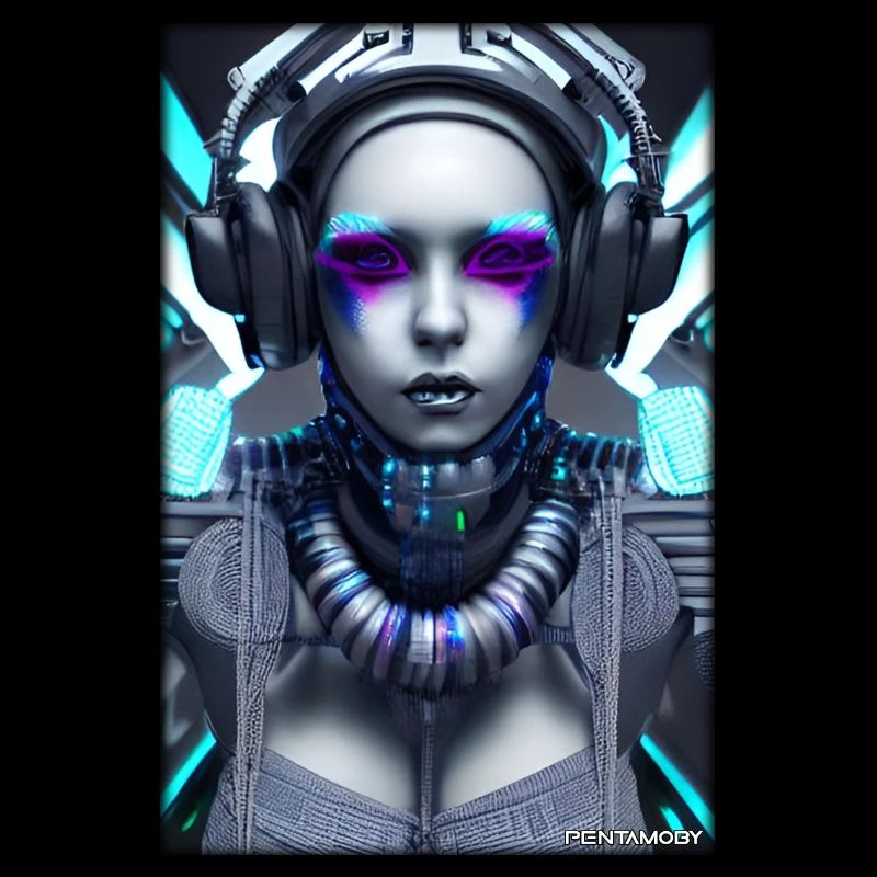 Cyber Goth Woman Future Technology Science