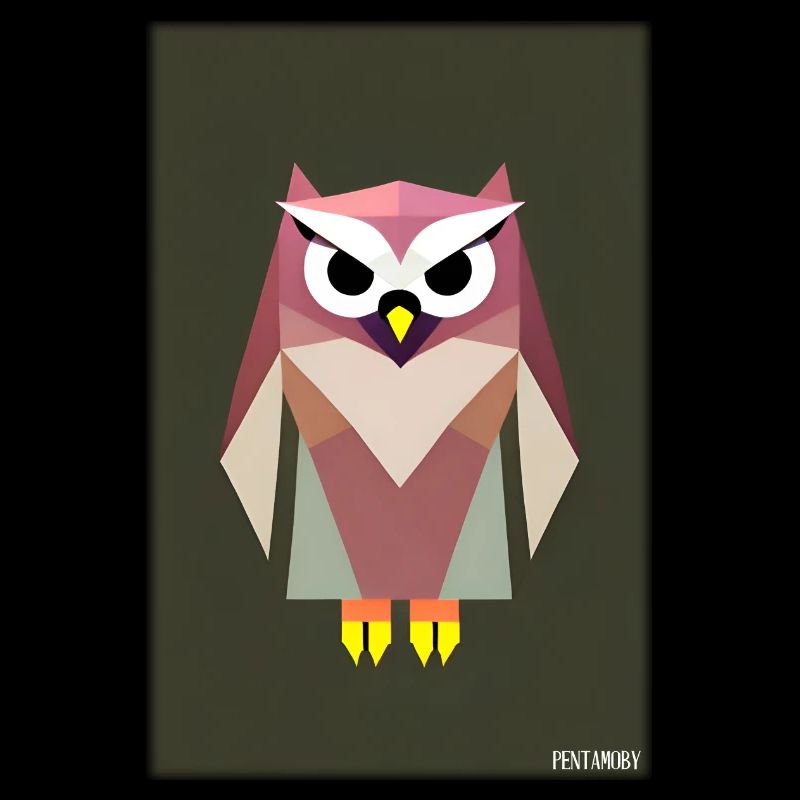 Owl Angry Polygon Forest Animal Wilderness Bird Night