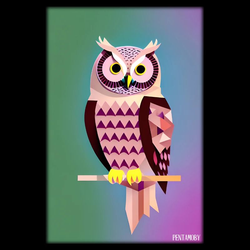 Owl Angry Polygon Forest Animal Wilderness Bird Night