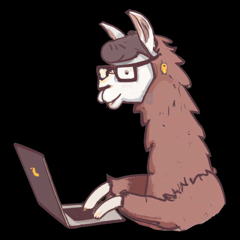 Lama Hipster am Macbook