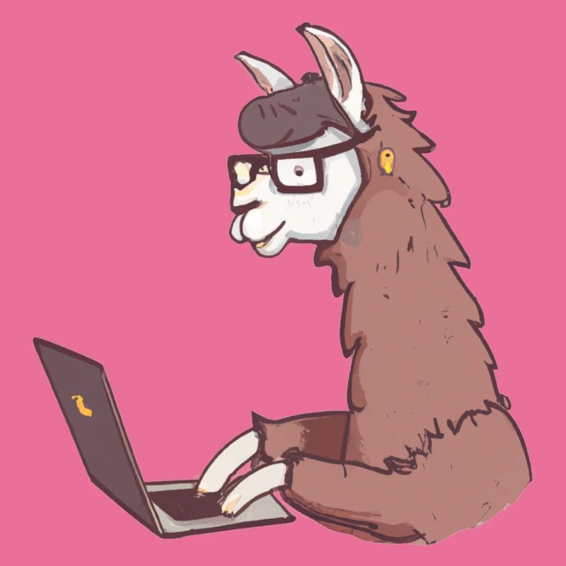 Lama Hipster am Macbook