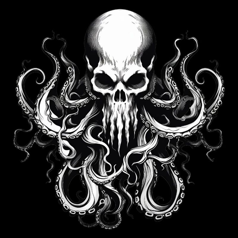 Human skull with tentacles 04