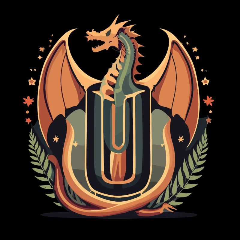 Buchstabe U mit Drache