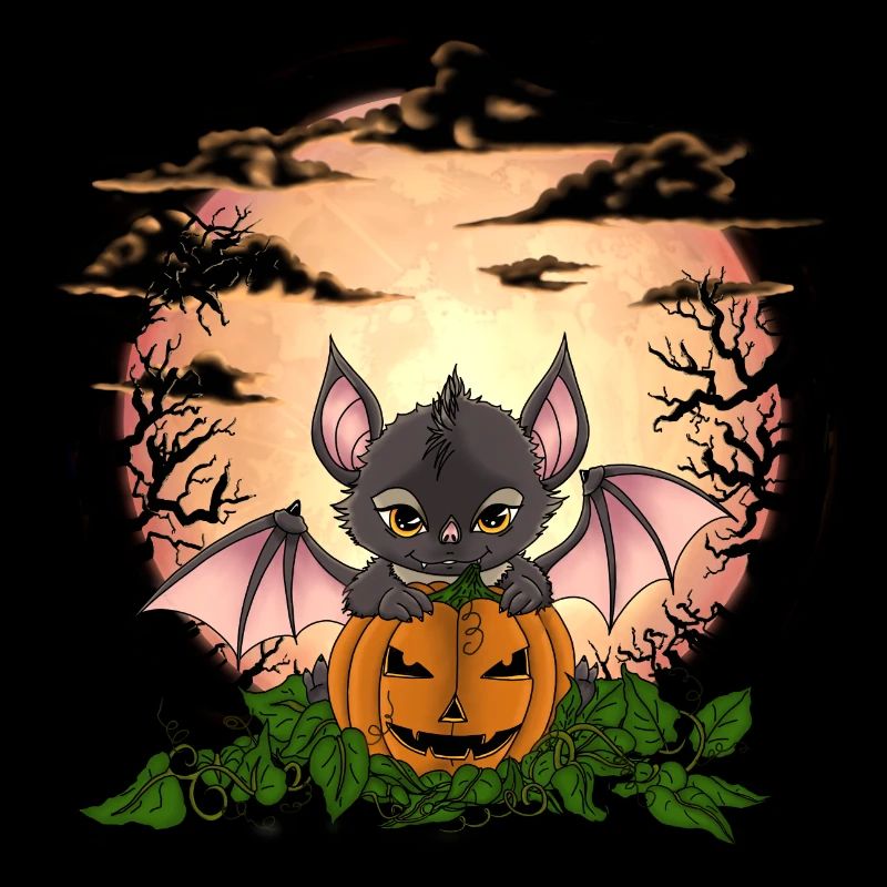 Fledermaus vor dem Vollmond an Halloween